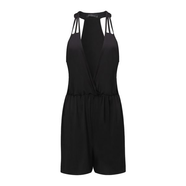 ZANZEA Rompers Womens Jumpsuits 2018 Sexy Deep V Neck Halter Sleeveless Playsuits Casual Elastic Waist Solid Overalls Oversized - Image 3