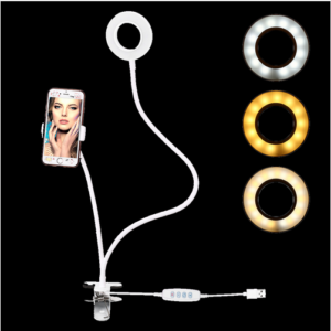 Selfie Ring Light with Cell Phone Holder Stand | 2 in 1 Cell Phone Holder with LED ring Light