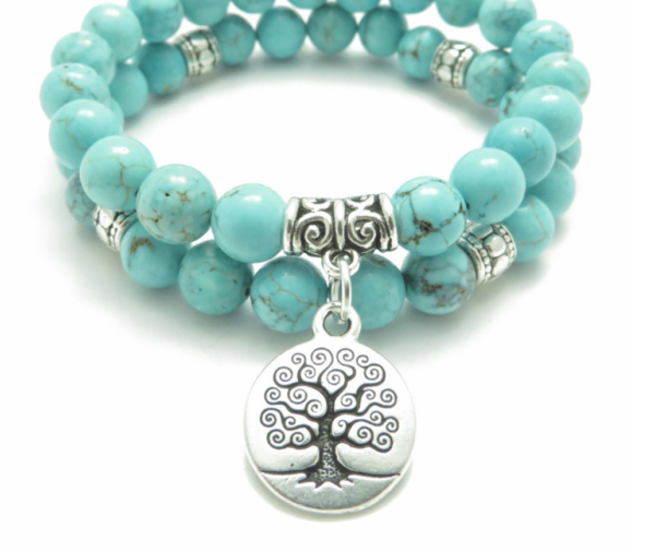 Tree of Life jewelry Yoga Mala Bracelet Stone Healing Protection Elastic Beaded Stacking Bracelet Spiritual jewelry